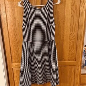 Merona Black and White Striped Midi Dress